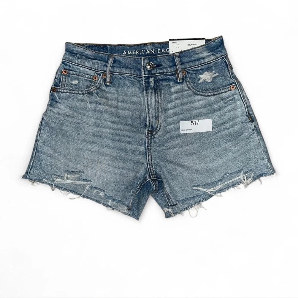 American Eagle Light Blue High Rise Relaxed Denim Shorts